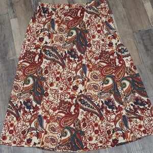 Cato Size 18/20W Earthtone Paisley Maxi Skirt Fall Stretch